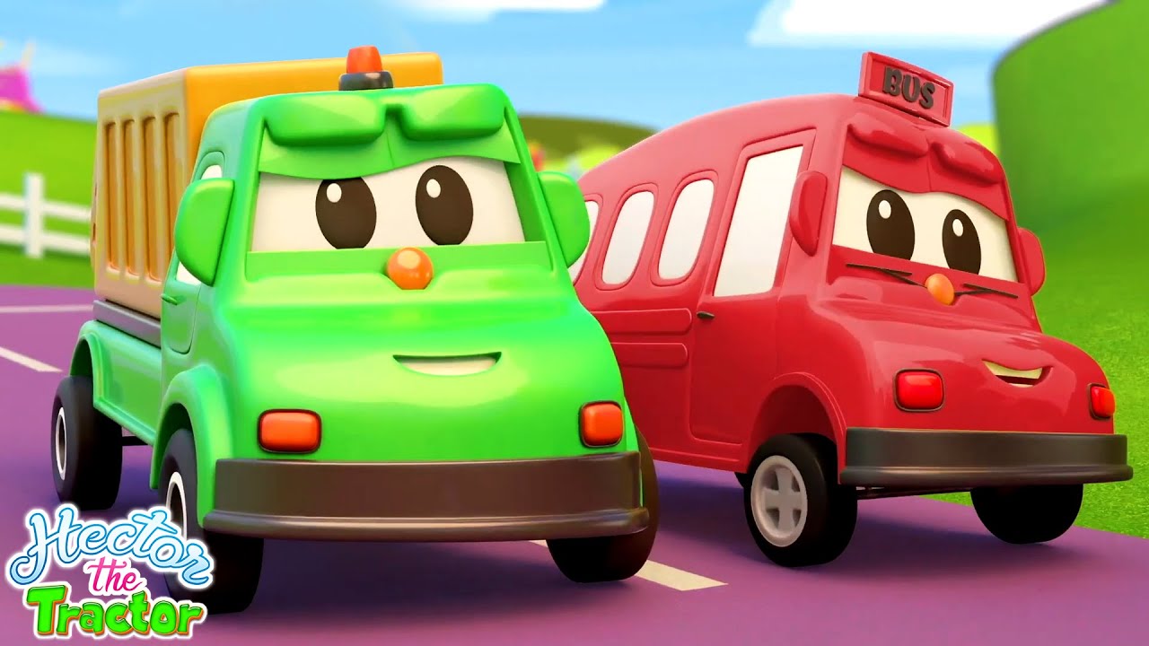 The Wheels on the Bus Go Round and Round, Hector the Tractor Vehicle Rhymes for Children