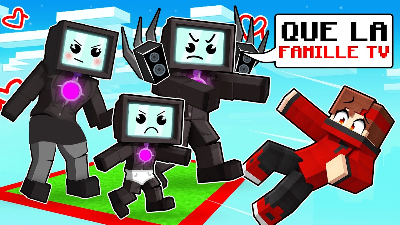 BLOQUÉ sur Un CHUNK avec La FAMILLE De TV MAN sur Minecraft !