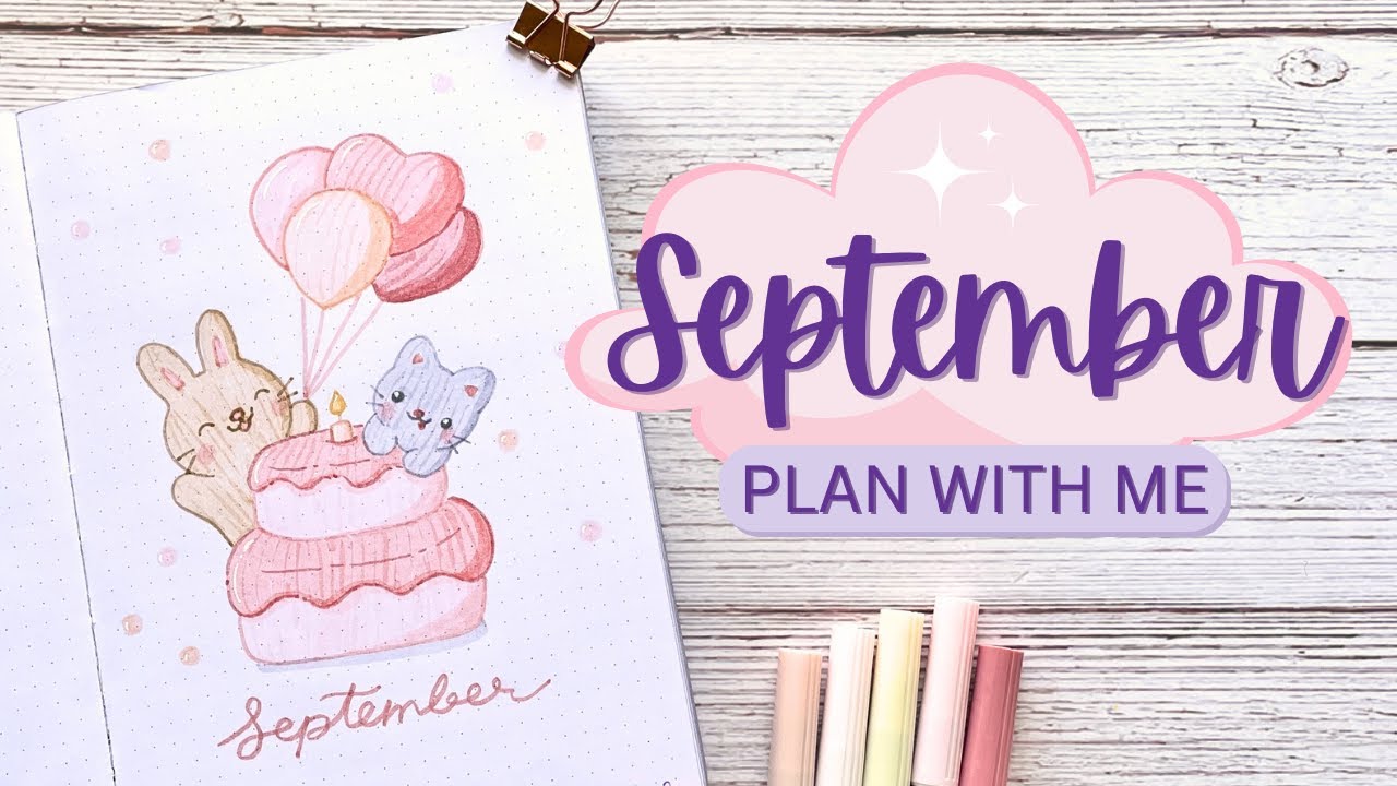 September plan with me 🎂 pink kawaii birthday 🍰 bullet journal theme