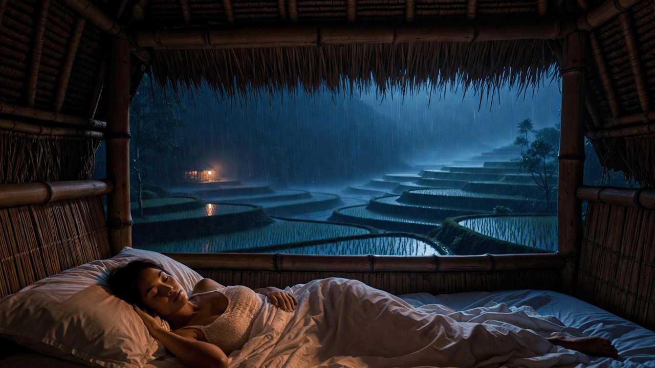 Soothing Rainstorm Over Terraces for Deep, Uninterrupted Sleep