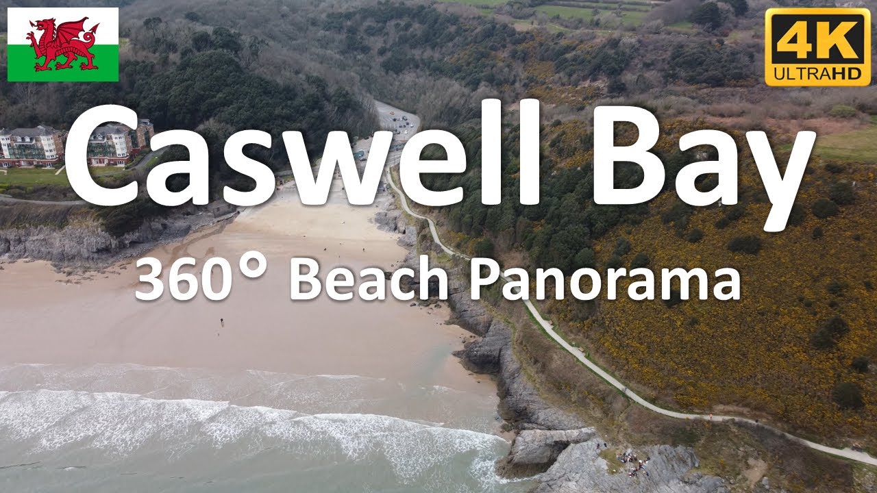 Caswell Bay - Beach Panorama | Wales | UK - 4k 360°