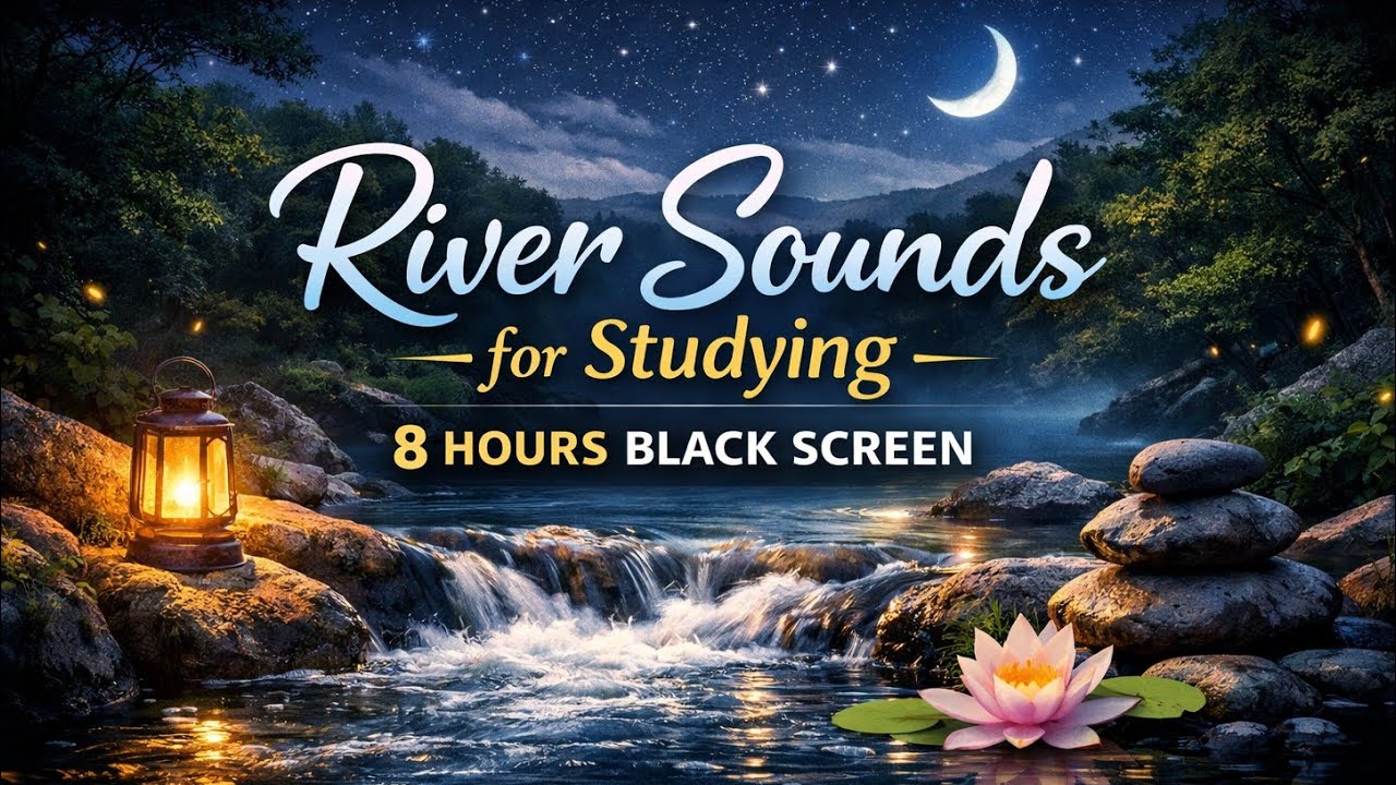 River Sounds for Studying (8 Hours Black Screen)