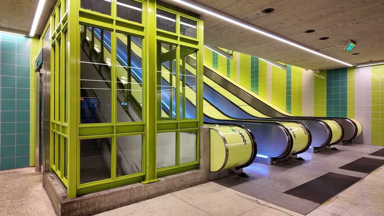 Sweden, Stockholm, Hallunda Subway Station, 2X elevator, 2X escalator