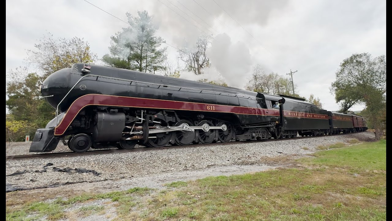 N&W 611 leading the Shenandoah Valley Limited through Goshen, VA - 10/10/2025