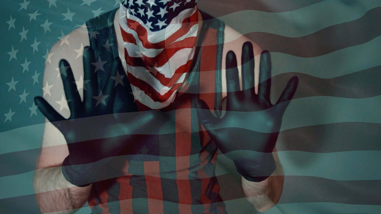 Putting on Black Nitrile Gloves - 4th of July Themed
