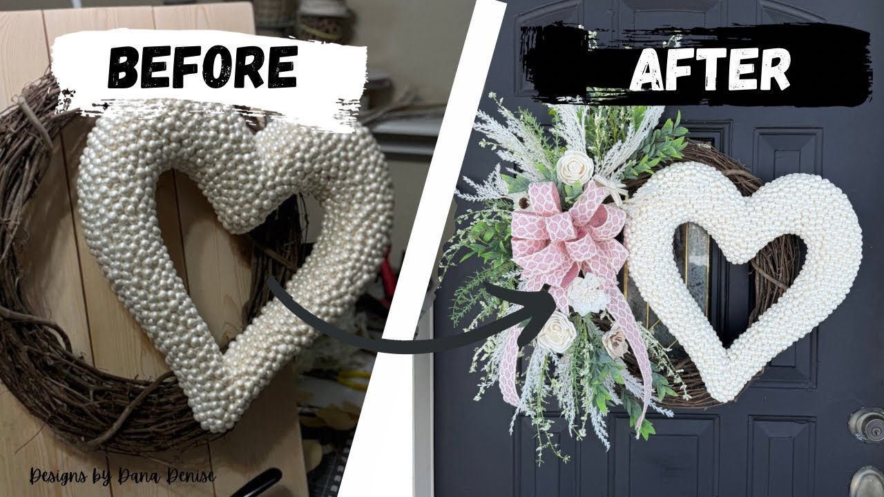 Valentine Grapevine Wreath - Creamy Pearl Heart