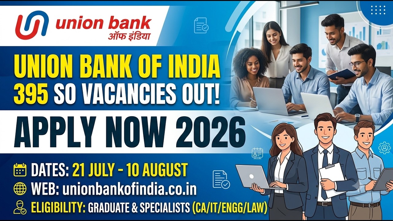 Union Bank SO Recruitment 2026 Out! Apply Now for 395 Posts! | UBI SO Vacancy 2026