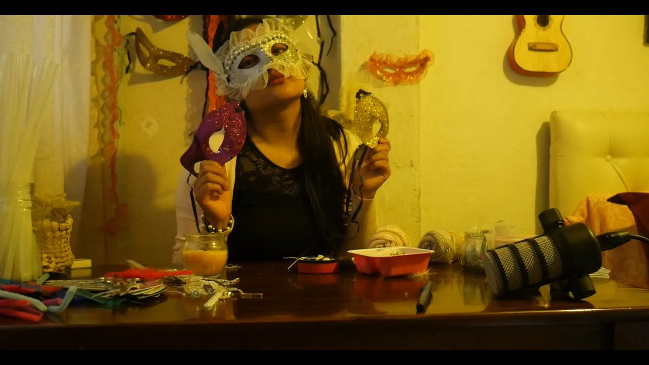 Asmr, VENDEDORA DE ANTIFACES,  ASMR diseñando antifaces para tu fiesta, Roleplay, soft spoken seller