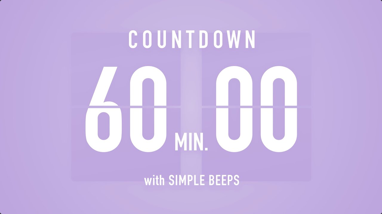 60 Minute Countdown Timer ⏳ Flip Clock with Bell Alerts 💜🔔