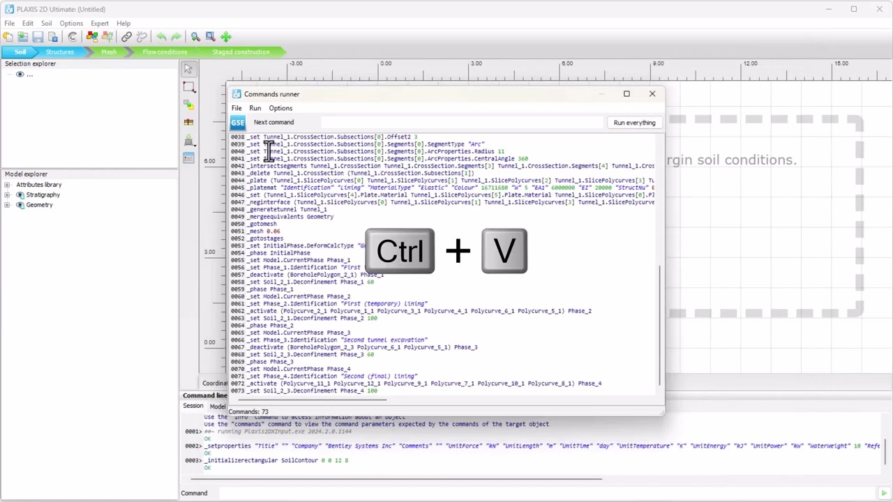 How to run a command log file in PLAXIS