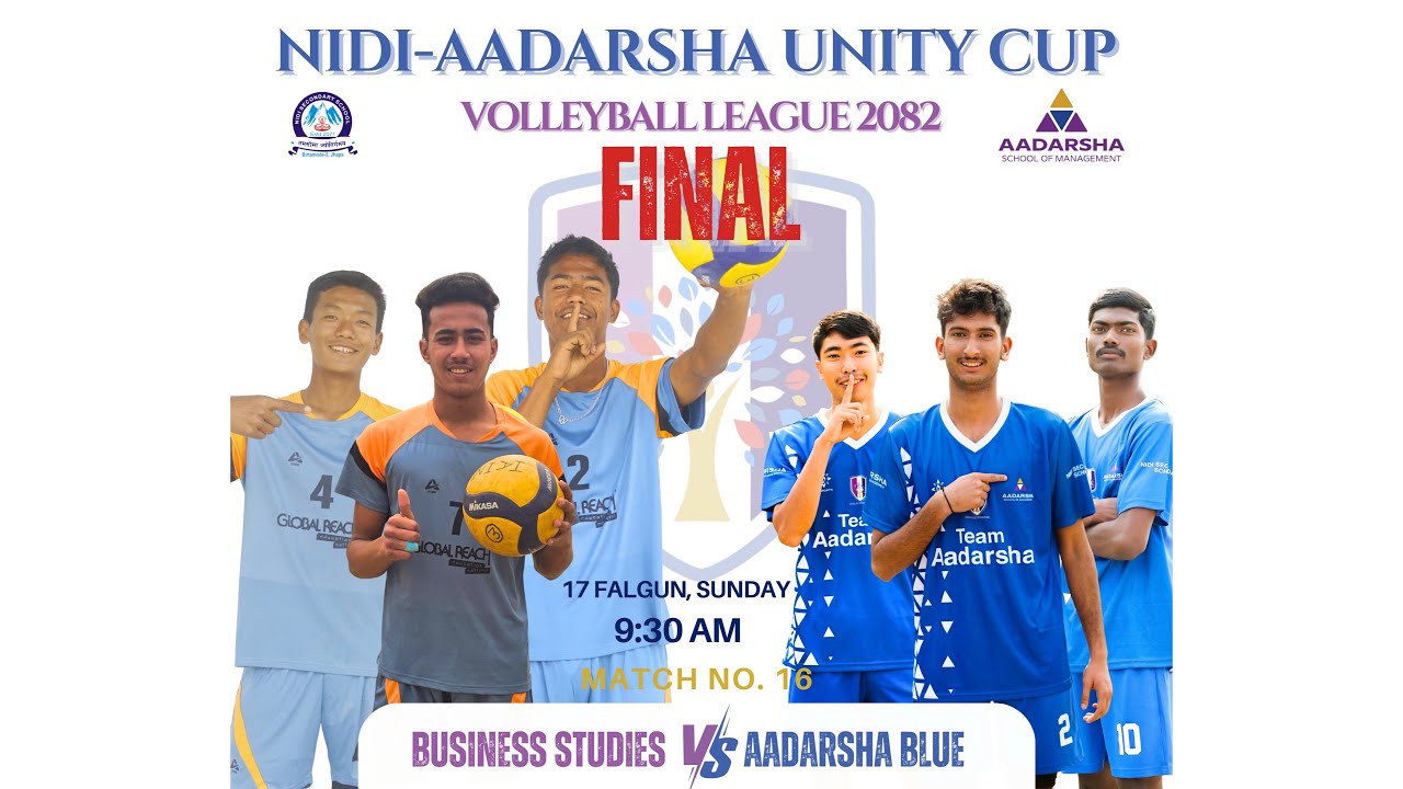 FINAL BOYS VOLLEYBALL
NIDI BUSINESS STUDIES VS AADARSHA BLUE