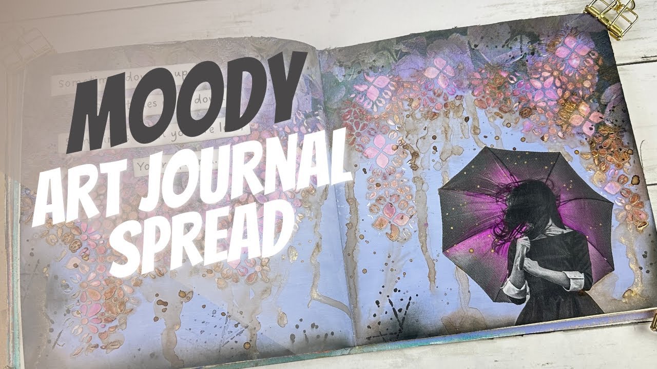 Get Ink-spired: Moody Art Journal Spread With Inks & Texture Paste