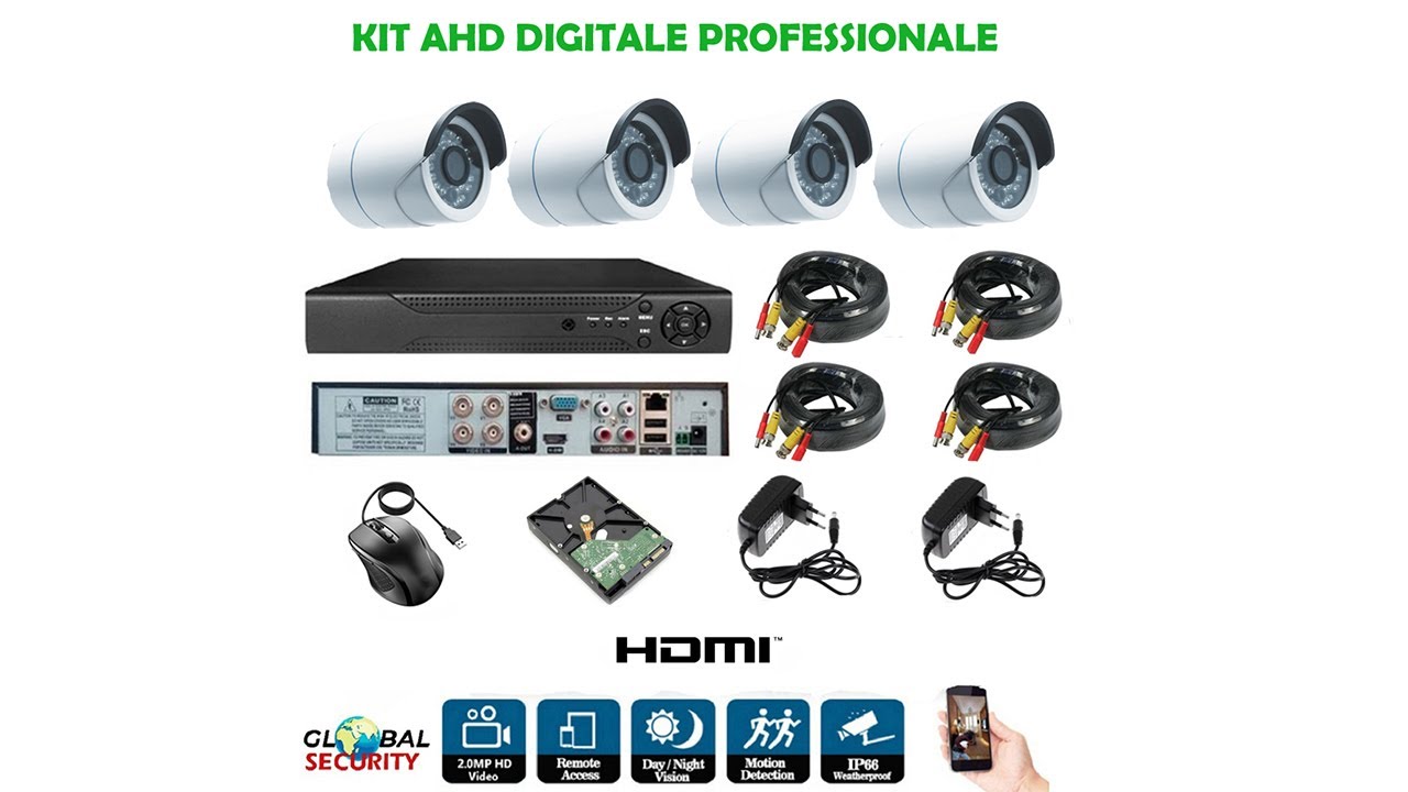 Kit di videosorveglianza ahd FULL-HD 1080p