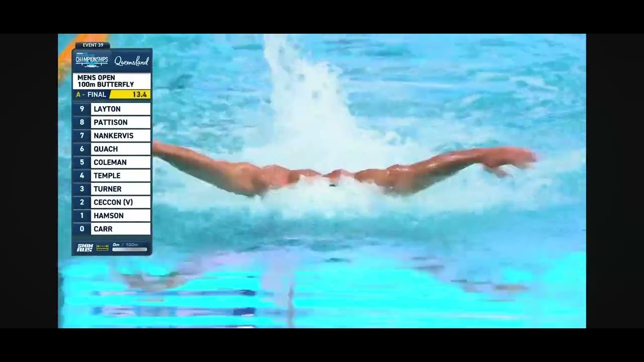 THOMAS  CECCON  Australian  Swimming  Championship  2025  100 butterfly  final 51.26 PB