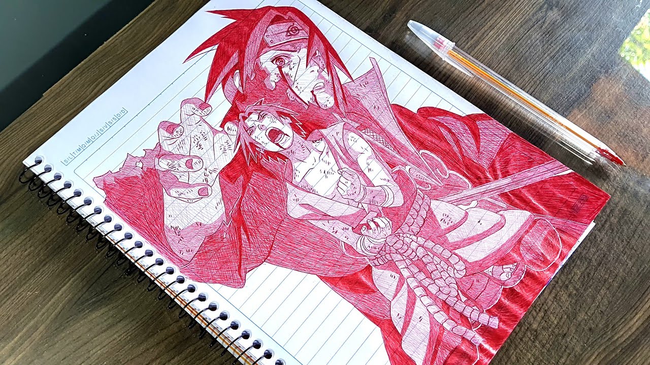 Speed Drawing - Itachi X Sasuke (rabisco de bic)