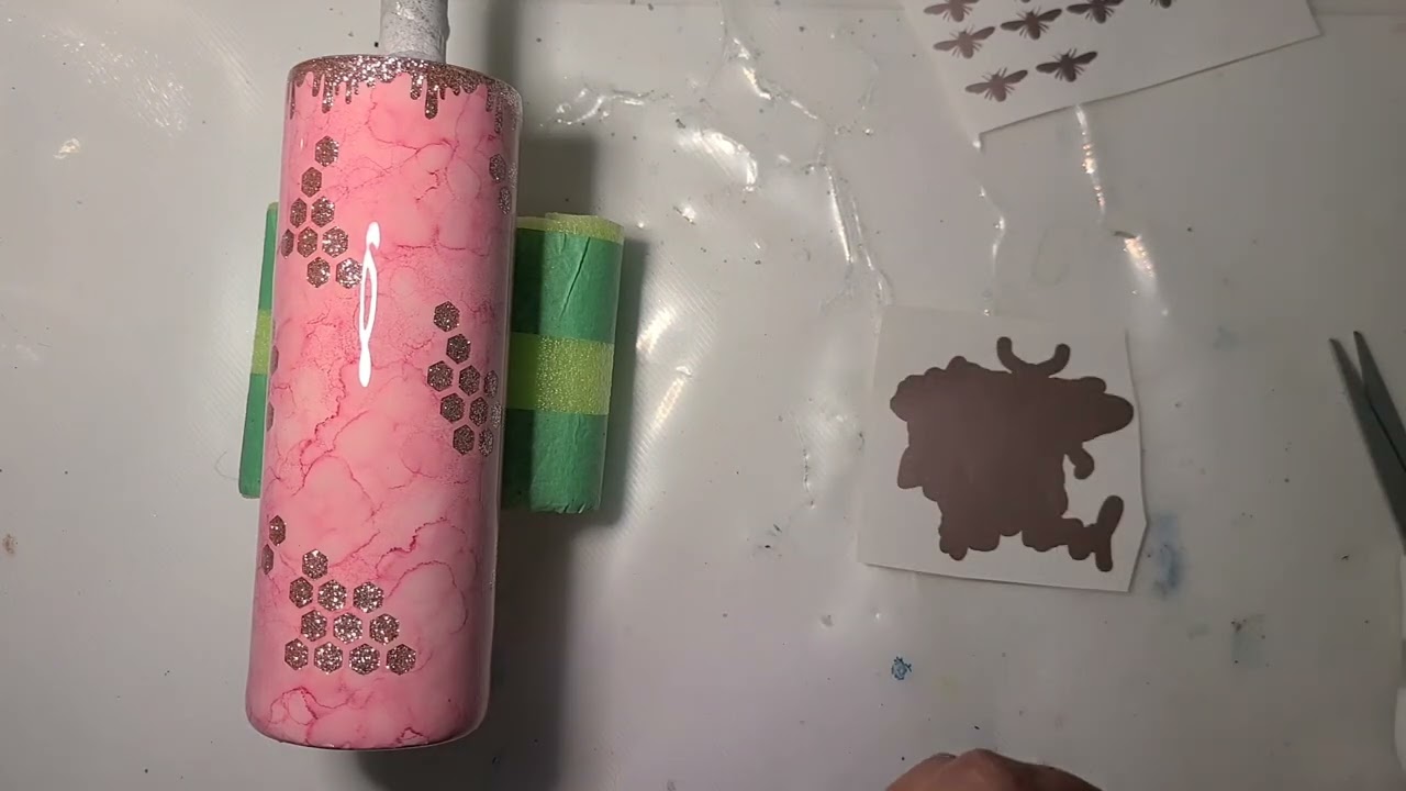 Pink Bee Alcohol Ink Peekaboo Tumbler
