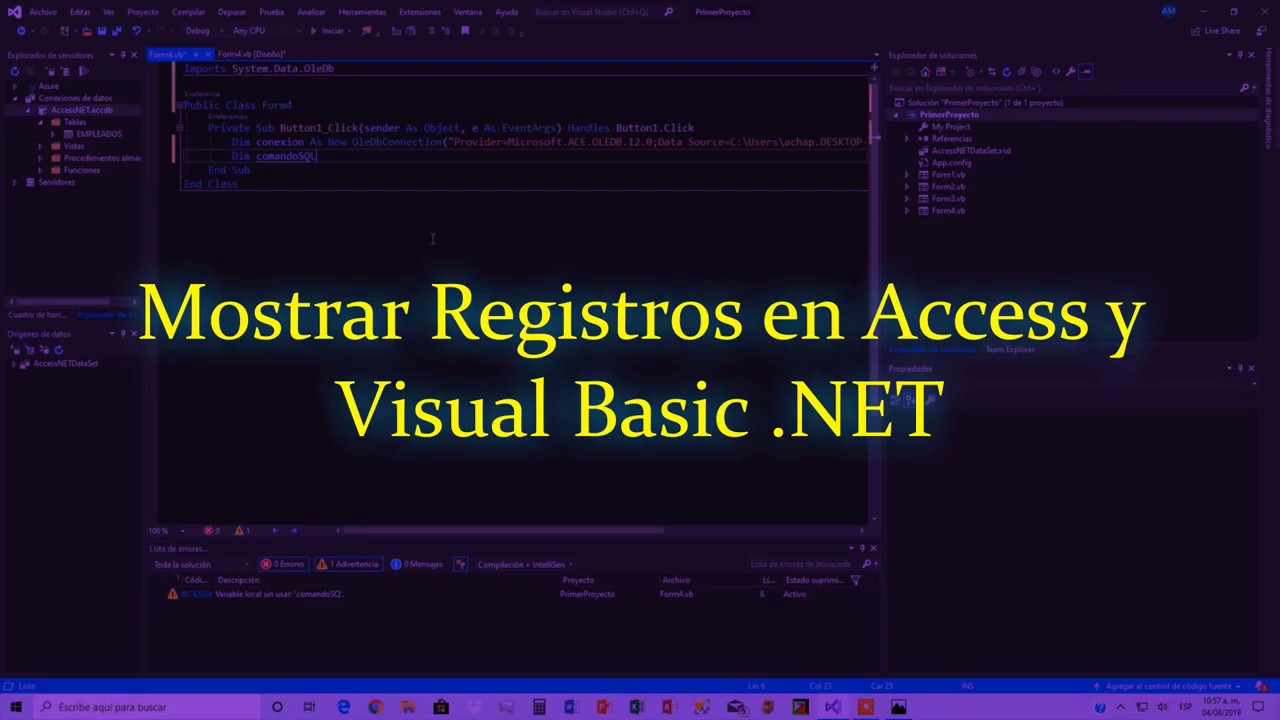 MOSTRAR REGISTROS DE ACCESS USANDO VB.NET