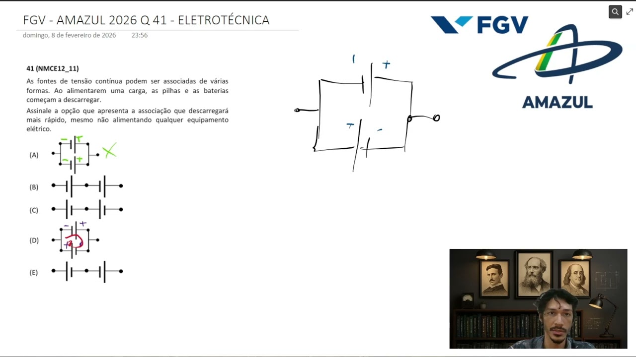 FGV - AMAZUL 2026 - Q41 - ELETROTÉCNICA - Circuitos elétricos em corrente alternada (CA)