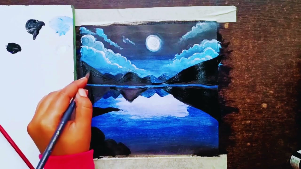 From Blank Canvas to Night Magic 🌙 | Easy Acrylic Painting