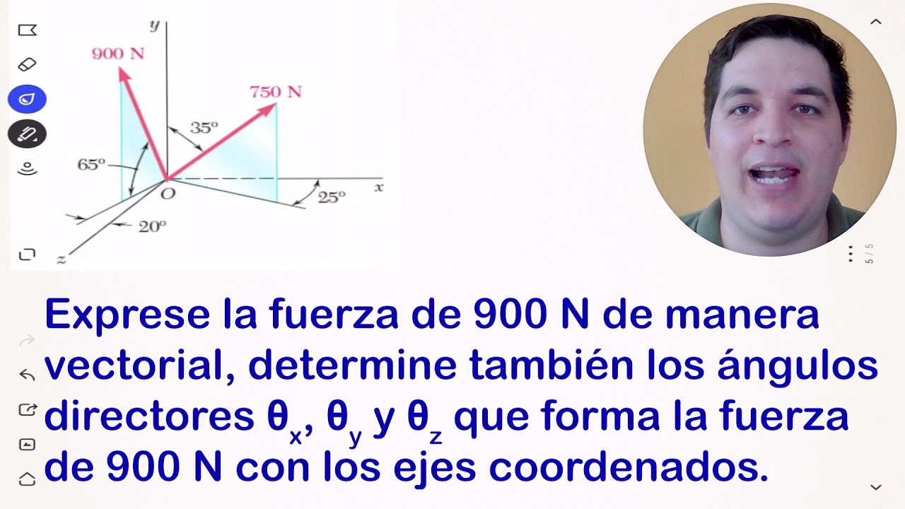 2.72 - Componentes de una fuerza en 3D - estática- utilizando ángulos