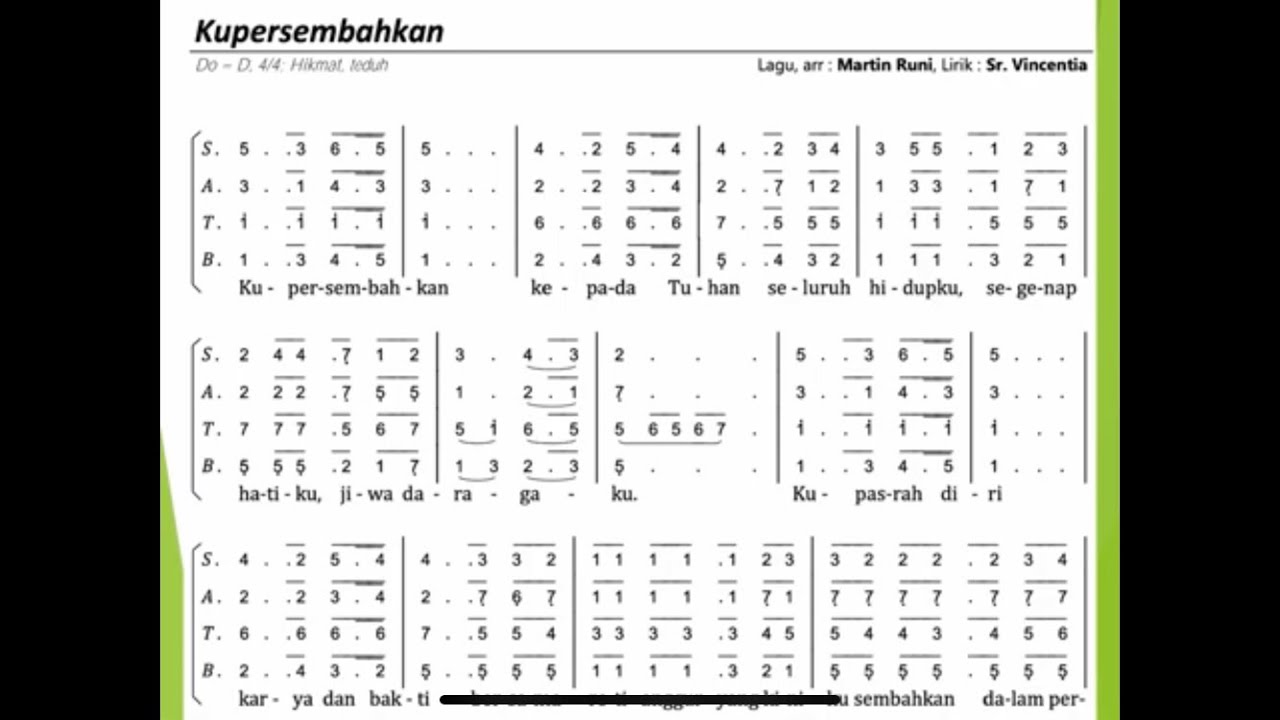 Kupersembahkan (cipt. Martin Runi) - notasi Alto