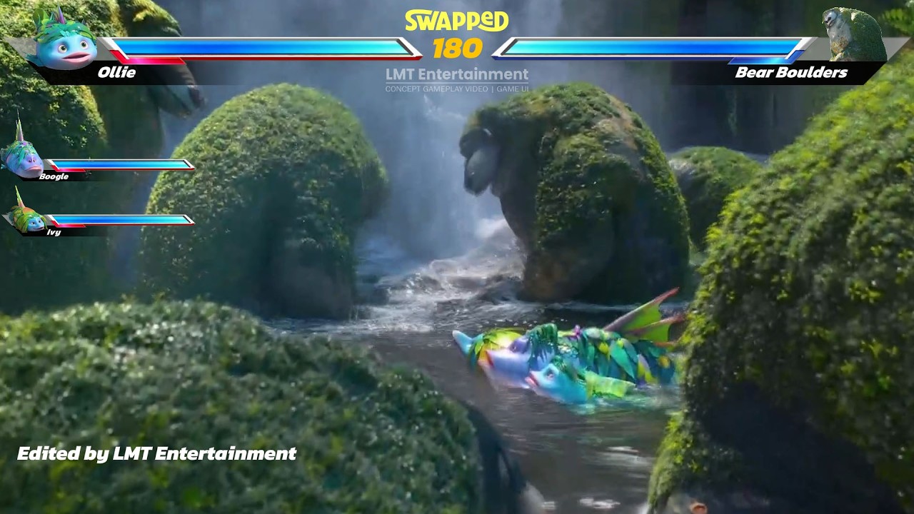 Swapped Movie: Team Ollie Vs Bear Boulders WITH HEALTHBARS | Concept Game UI