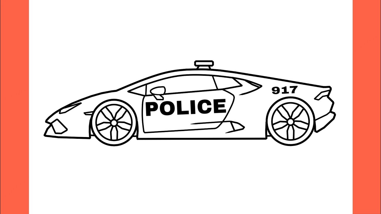 How to draw a LAMBORGHINI HURACAN POLICE CAR easy / drawing lambo police sports car step by step