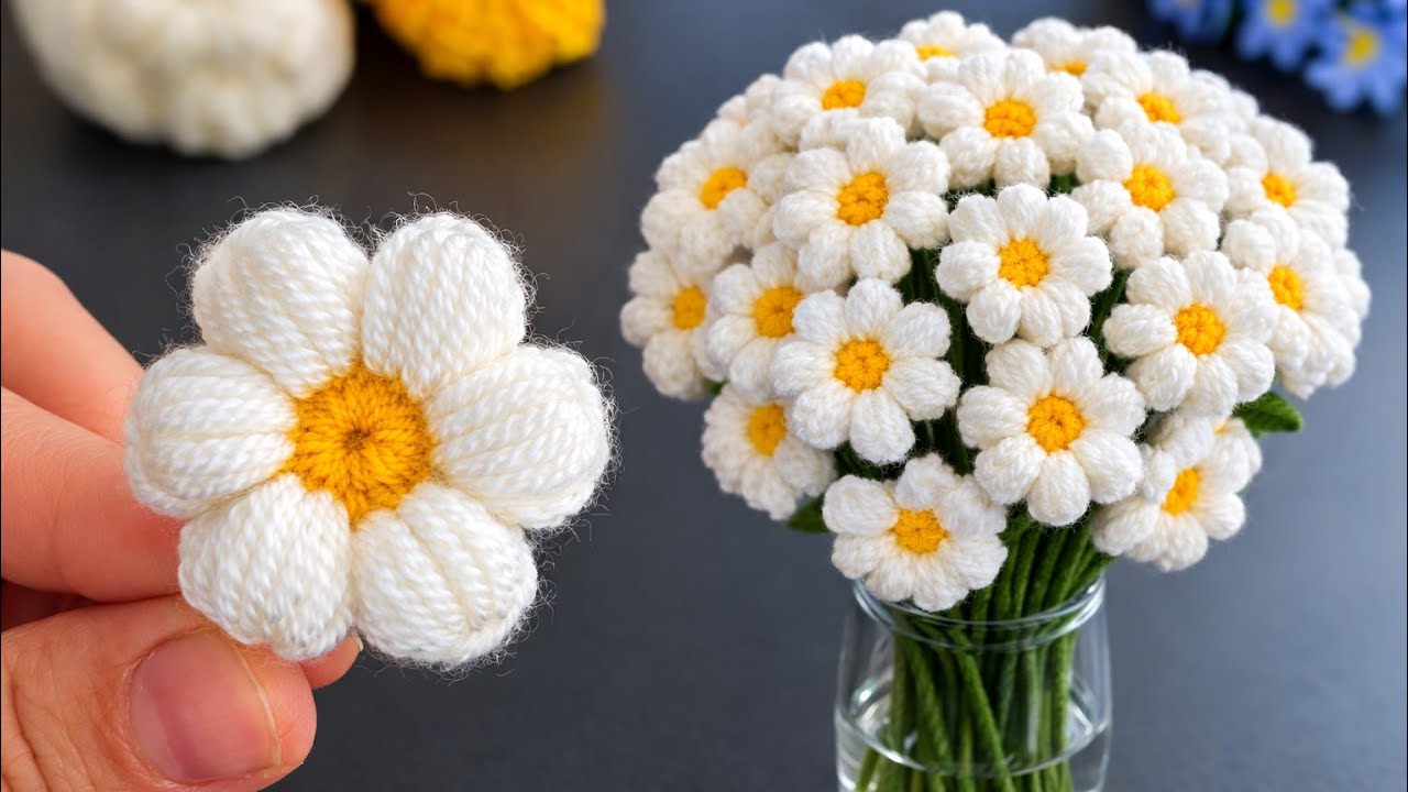 Super Easy Crochet Daisy Flower 🌼 3 Minute Crochet Flower Pattern for Beginners