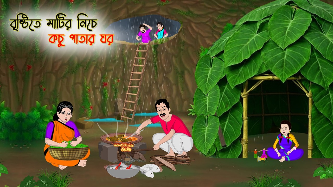 বৃষ্টিতে মাটির নিচে কচু পাতার ঘর |  বাংলা রূপকথার গল্প | Bengali Fairy Tale | Thakurmar Jhuli