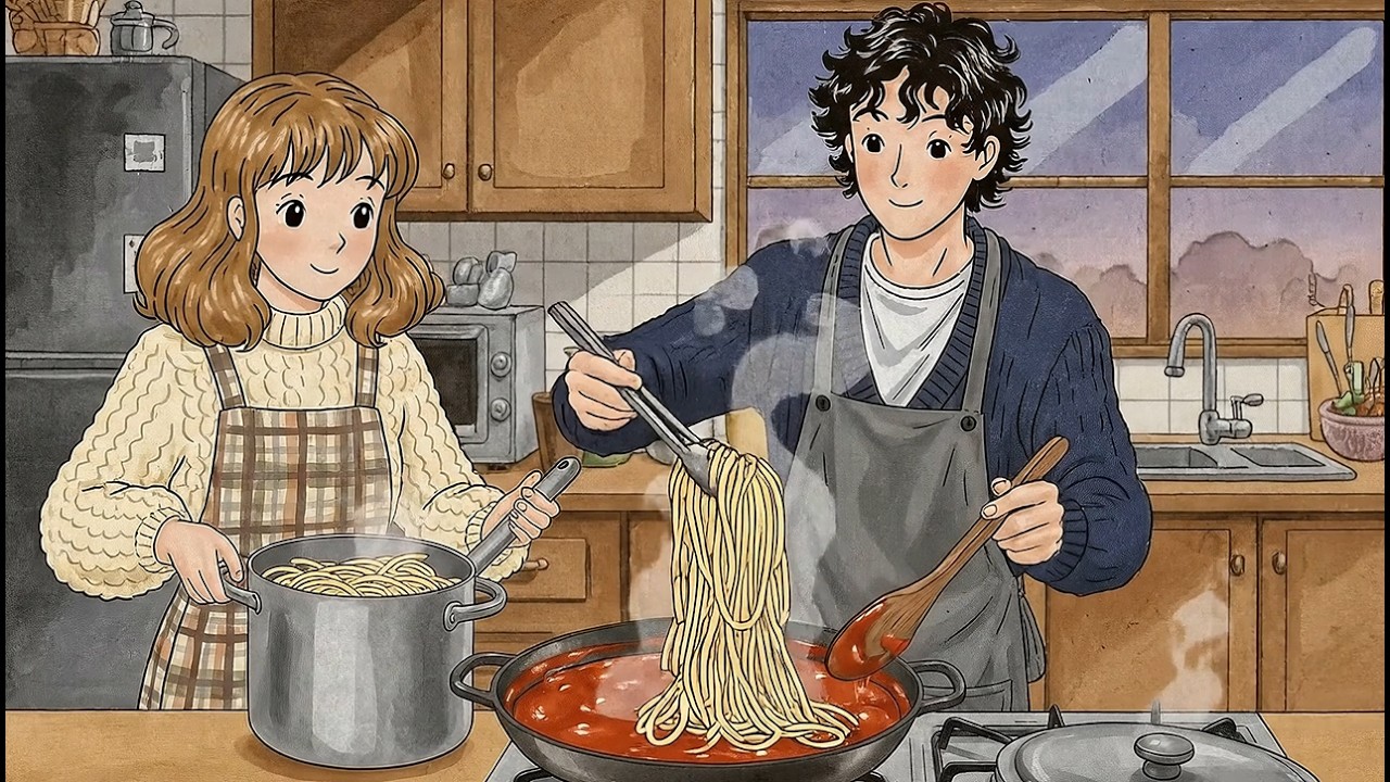 cooking western comfort food with my darling - cozy new year in japan - ghibli style vlog