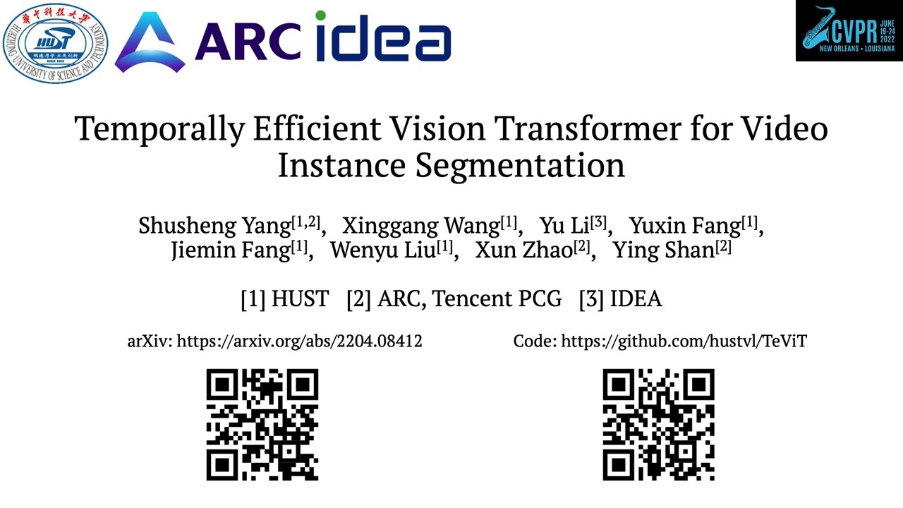 Temporally Efficient Vision Transformer for Video Instance Segmentation | CVPR 2022