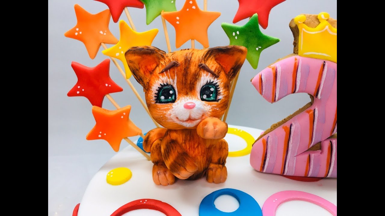 Рыжий котёнок из мастики. Лепим кота из мастики на торт. Red kitten_Gatinho vermelho