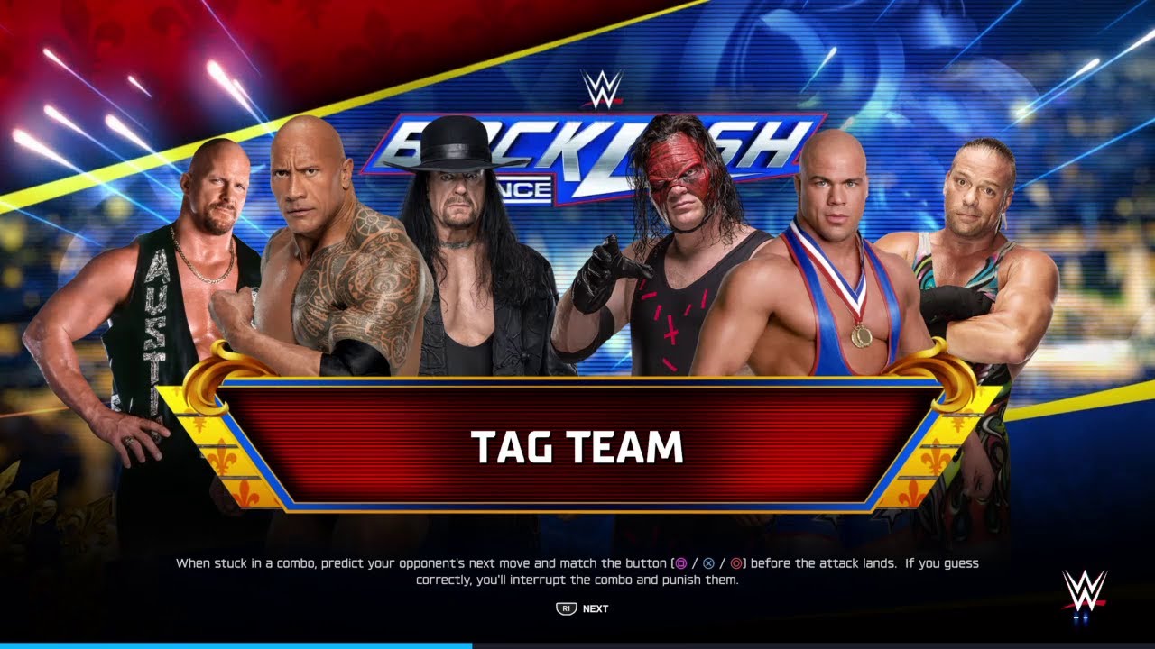WWE 2K25 Матч «Смертельная шестерка»: Стоун Колд, Рок и Андертейкер против Кейна, Курта Энгла и RVD