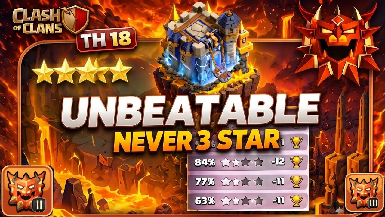 TOXIC TH18 ANTI 3 STAR MACHINE LEGEND +WAR BASE ! 99% TESTED ANTI 3 STAR BASE HALL LAYOUT