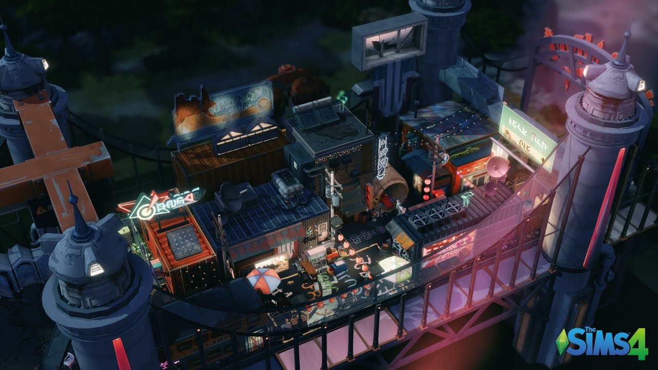 Post-Apocalyptic Bridge Town (No CC) | The Sims 4 | Download in description