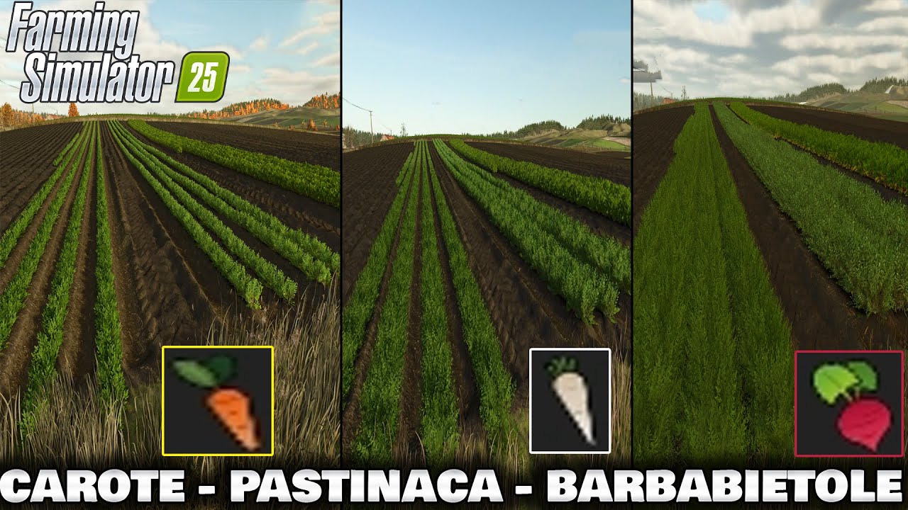 Farming Simulator25 | GUIDA semina e raccolta | carote pastinaca barbabietole + rendimento 200%
