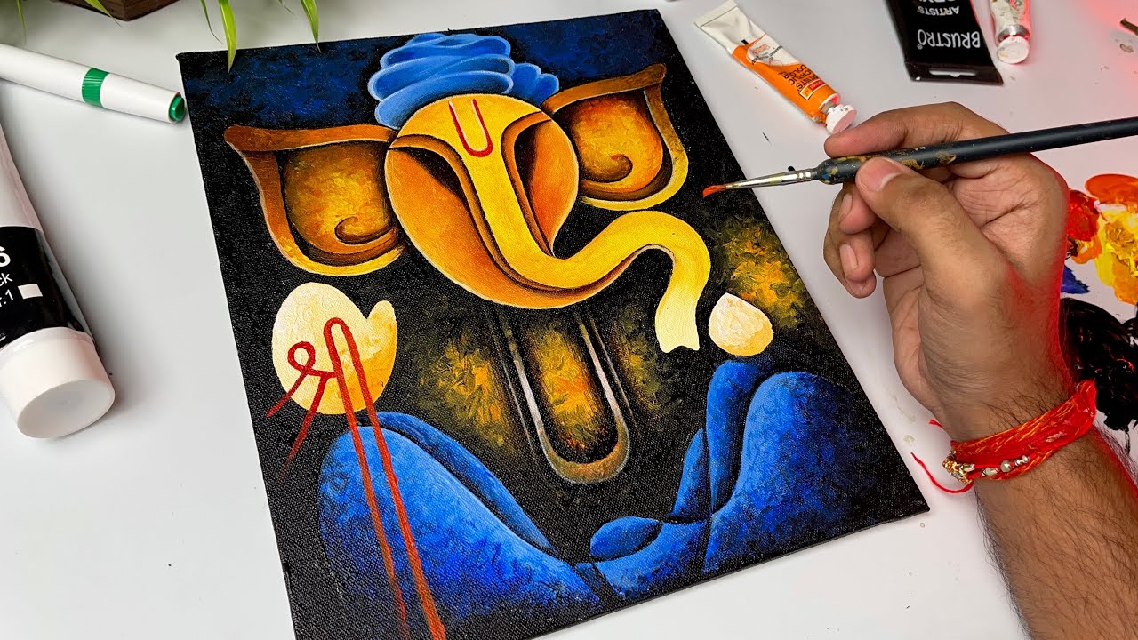 Ganesha Drawing, Acrylic Painting on canvas  😍