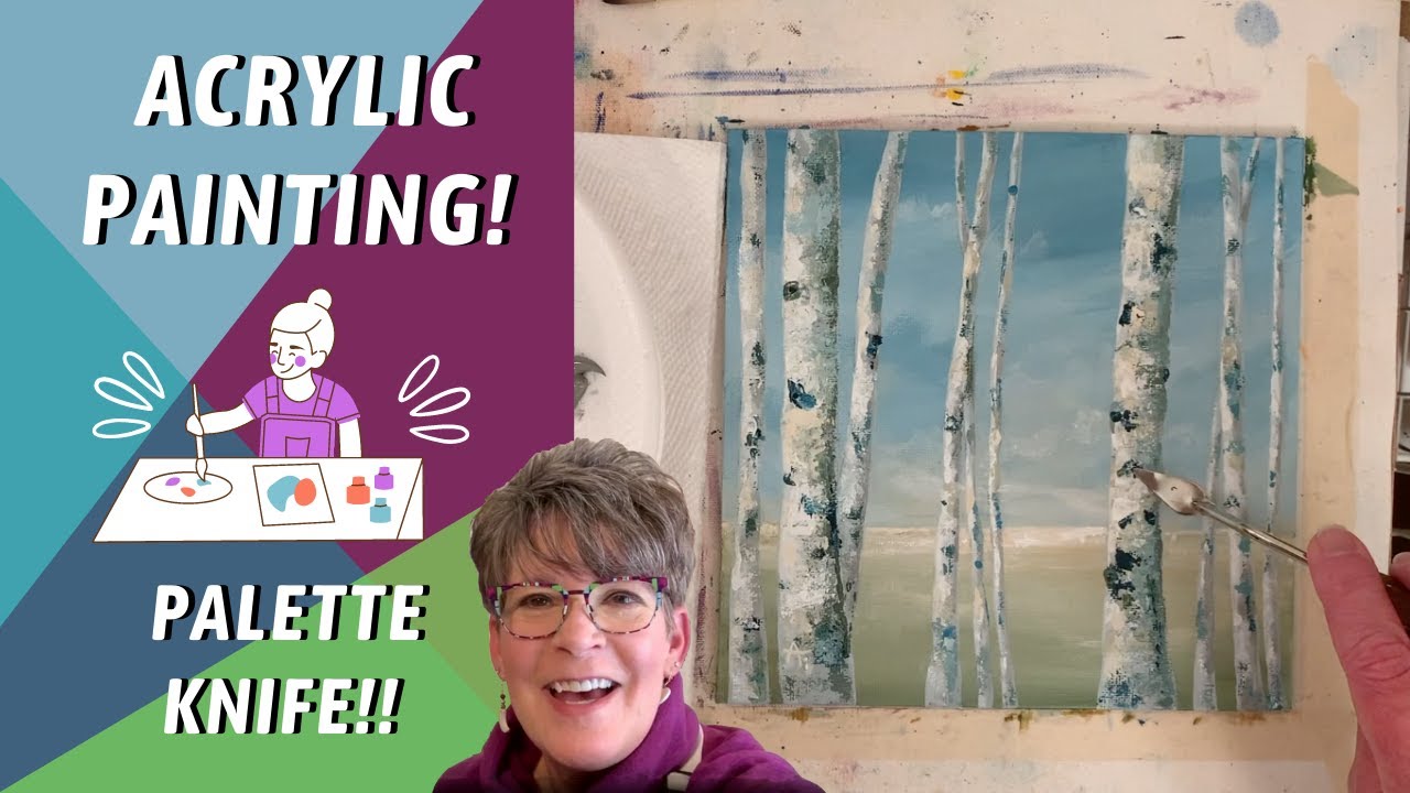 TREE LANDSCAPE! Simple For Beginners! PAINTING PROCESS! How to paint Birch trees - By: Annie Troe