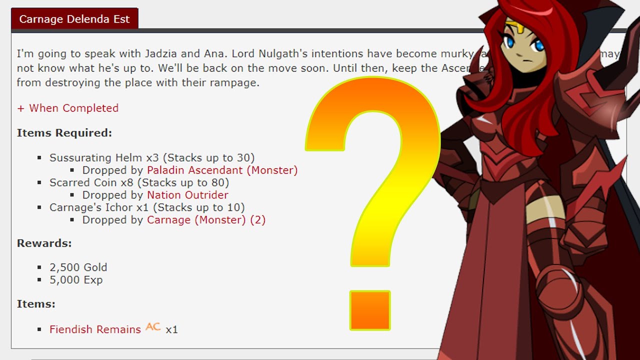 AQW CARNAGE DELENDE EST QUEST l FIEDISH REMAINS /JOIN VOIDREFUGE (NULGATH BIRHTDAY 2023)