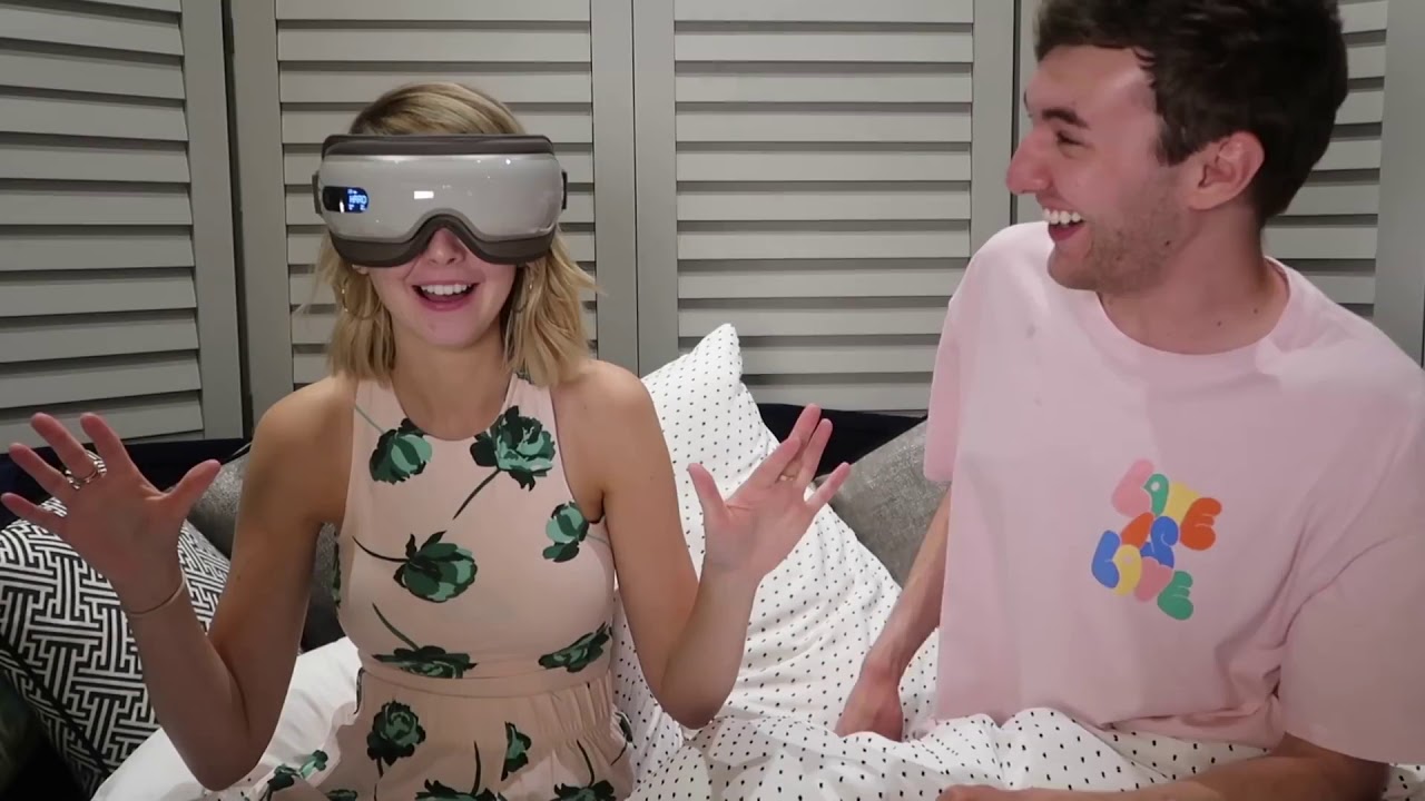 Zoe and Mark testing eye massager
