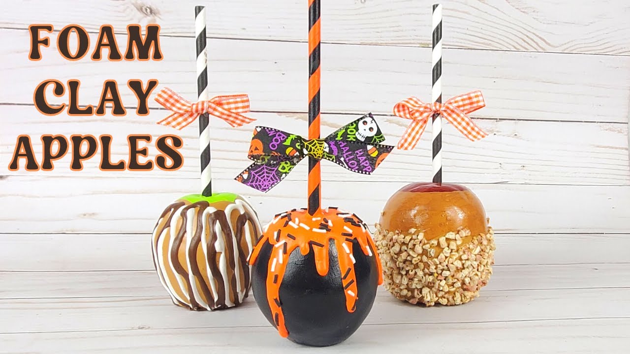FAKE FALL APPLES (Made From Clay...NOT STORE BOUGHT!) Halloween, Chocolate, and Caramel Faux Apples