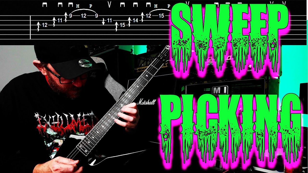 DEATH METAL 3 STRING SWEEP PICKING ARPEGGIO WITH LEGATO WITH TABS !!