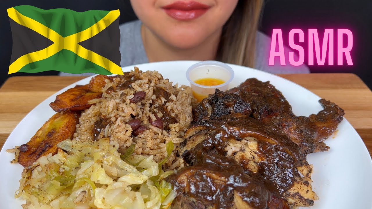 Jamaican Jerk Chicken and Rice ASMR | MUKBANG