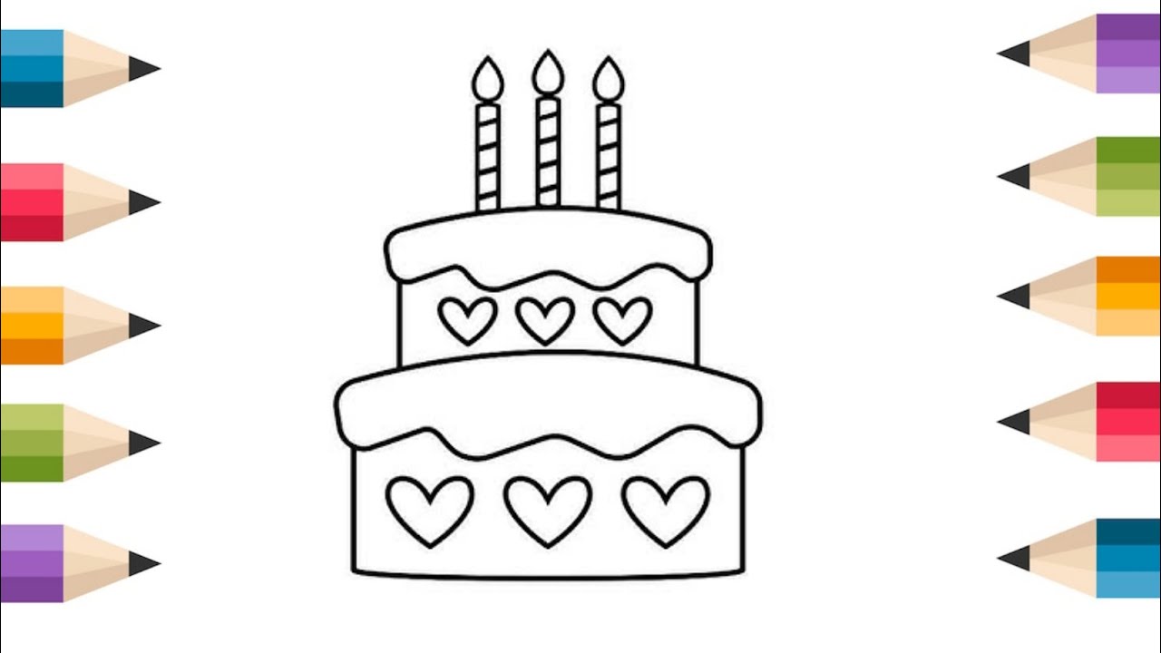 Cute Cake 🎂🎉 Drawing, Painting & Coloring For Kids and Toddlers_ Kids Art 🎨🎨