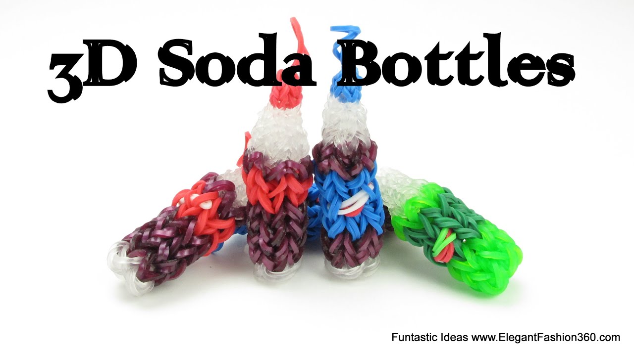 Rainbow Loom Pepsi Soda/water Drink 3D Charms - How to tutorial- Food Series