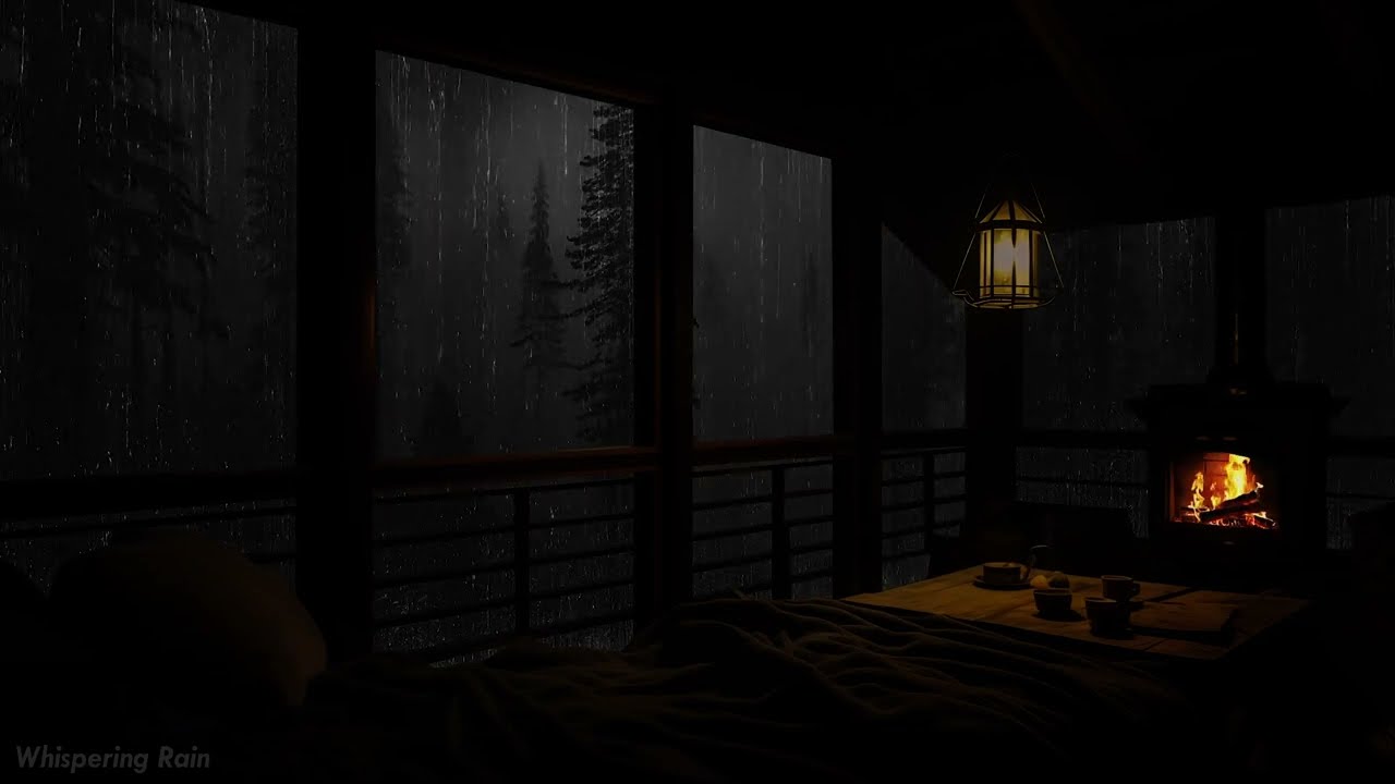Soft Rain and Crackling Fire Sounds 🌧️ Background Sound for Relaxing Evenings, Focus and Meditation