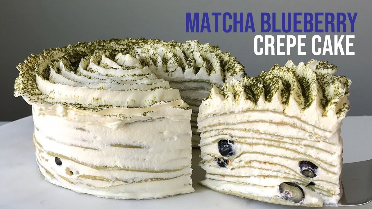 Matcha (Green tea) Blueberry Crepe Cake 녹차 블루베리 크레이프 케이크 抹茶ブルーベリークレープケーキ