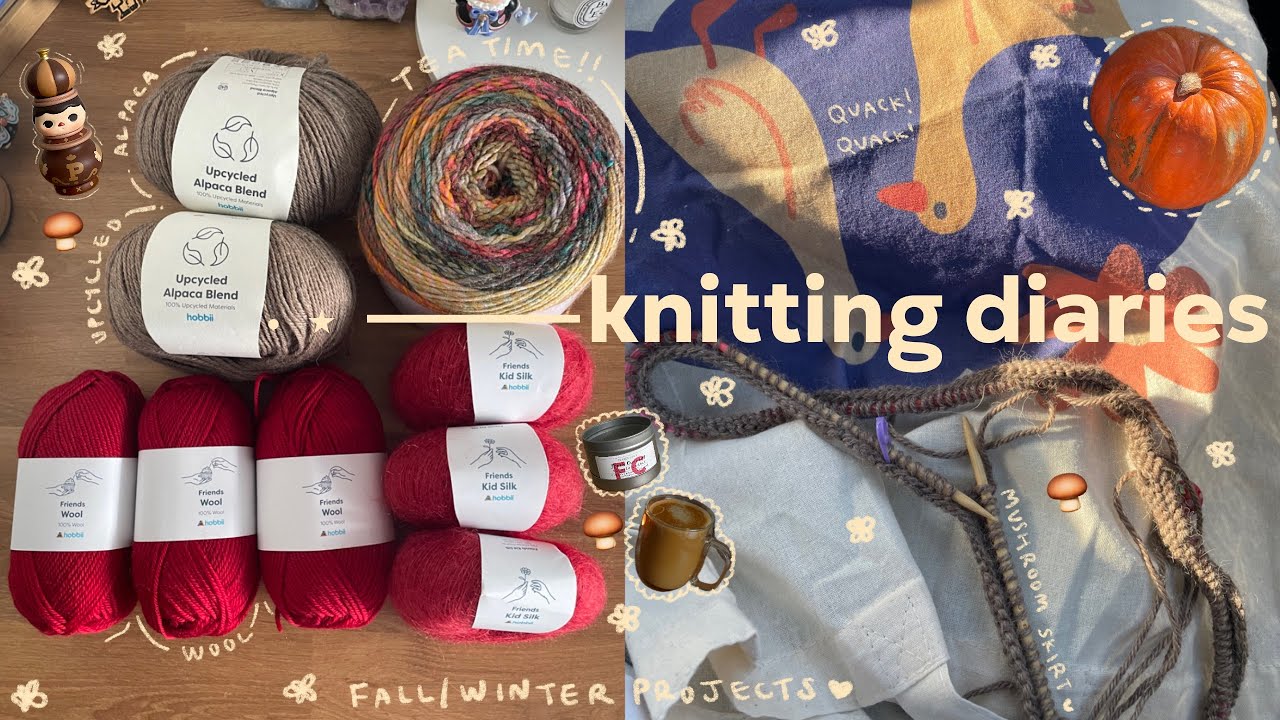 cozy knitting vlog 🍄 knitting a skirt, fall/winter yarn haul & plans