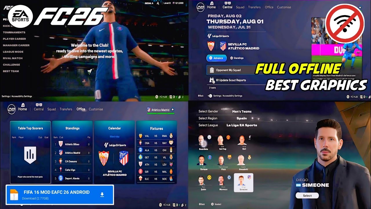 FULL UPDATE 2026! FIFA 16 MOD FC 26 Android Offline Career Mode | HD Grafik & Kits Transfer 25/26