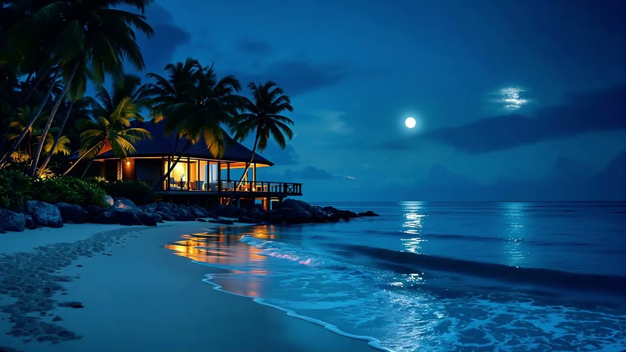 Peaceful Night Beach 🌙 Soothing Sounds of Nature | 2 Hours Relaxation